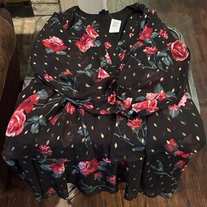 Torrid Black and Red Rose Midi Dress